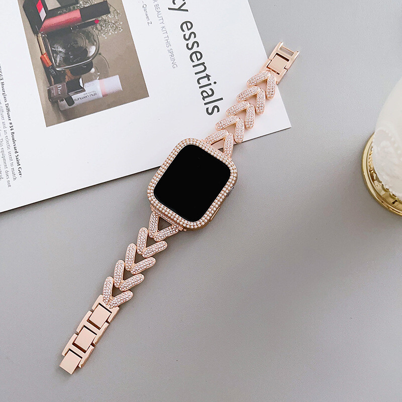 Bling Metal Watch Band Strap Case Cover For iWatch Series 10 9 8 7 6 5 SE Ultra