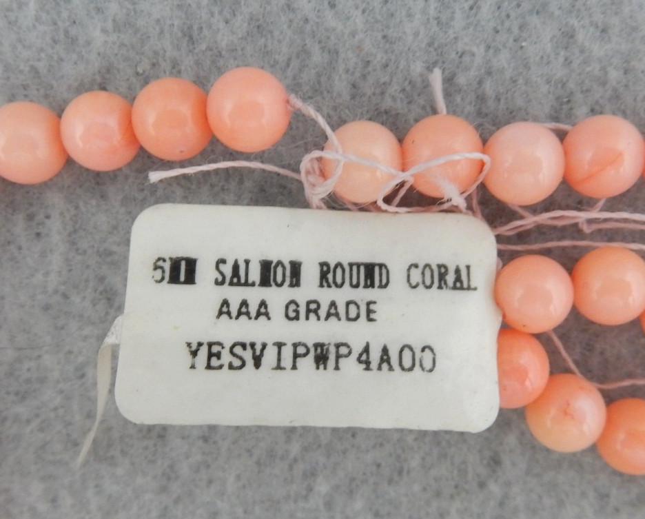 AAA Grade Round Pink Salmon Coral Beads 6 MM Natural Color 15.5″ Strand NOS