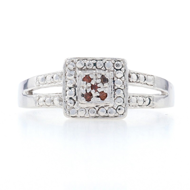 NEW Orange & Brown Diamond Ring – 925 Sterling Silver Size 7
