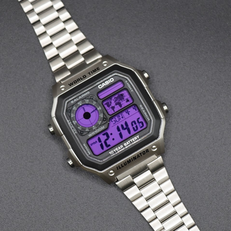 Ultraviolet | CASIO AE-1200WHD Royale w/ Stainless Steel Watch Band | Mod 🟪