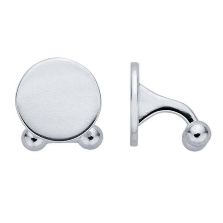 New .925 Sterling Silver Round Blank Cufflink Settings Engravable Pad Findings