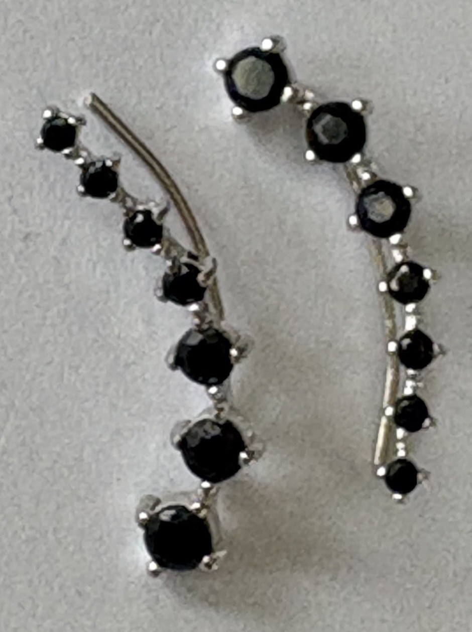 Black Diamond Climbers Cuff Wrap Cubic Zirconia 925 Sterling Silver Fashion S…