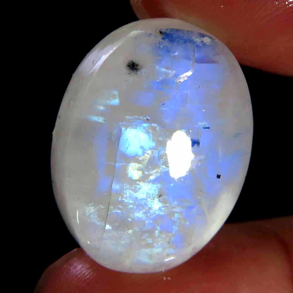 25.60Cts.100% Natural Rainbow Moonstone Oval Cabochon 17x22x7mm Losse Gemstone