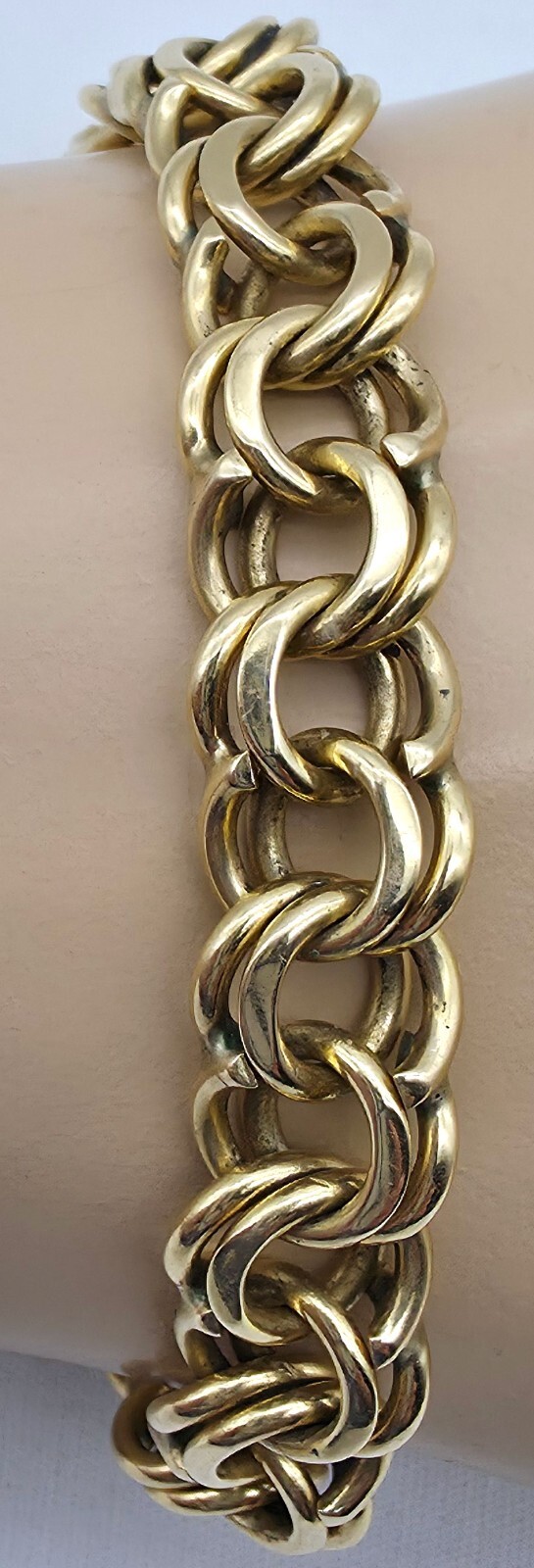 14k Double Cable Link Bracelet 7.5” 31.7 grams Push Lock with Safety Catch