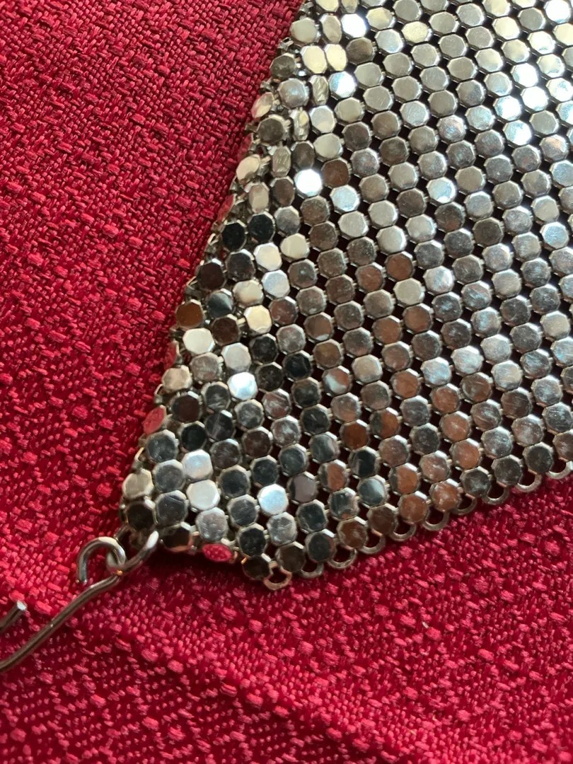 Vintage Whiting & Davis Silver Mesh Bandana Scarf Necklace & Wallet Set USA Made