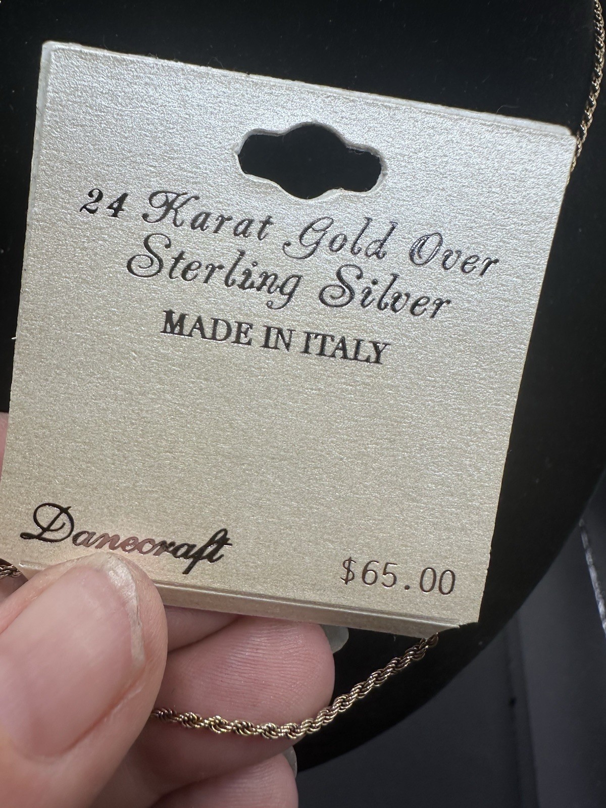 Danecraft 24K Gold Plated Sterling Silver 925 Rope Chain Necklace Italy