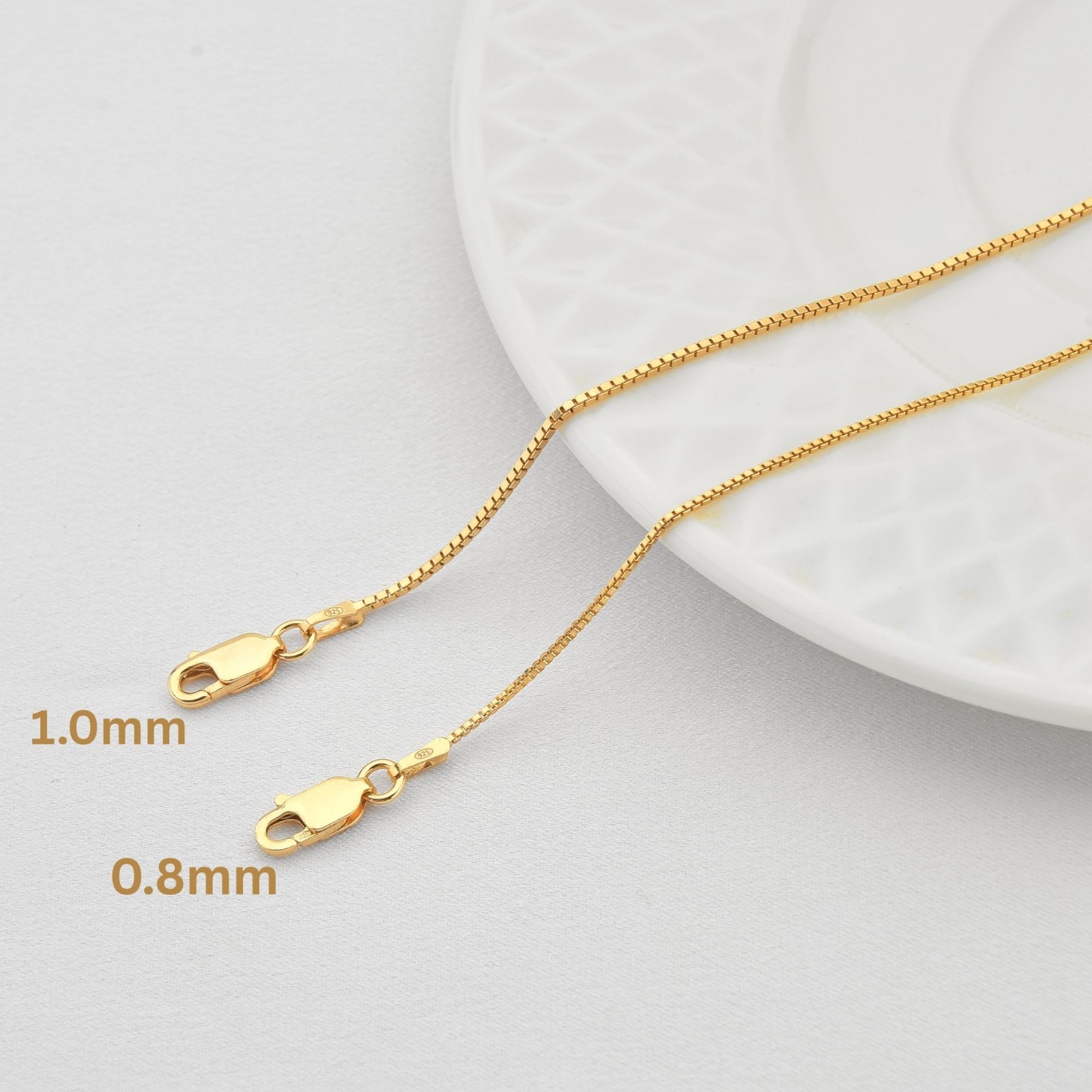 Sterling Silver & 14K Gold Box Chain Necklace for Women – Strong, 7 Lengths Avai