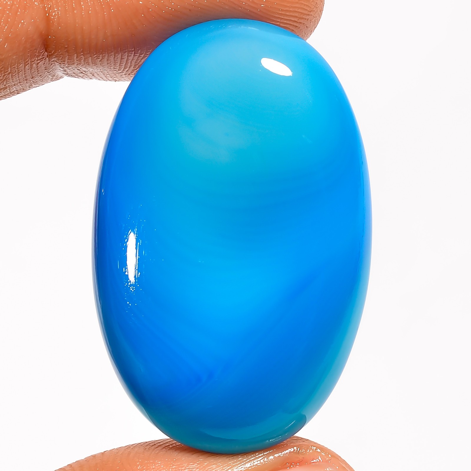 Sky Blue Botswana Agate Oval Shape Cabochon Gemstone 55.5 Ct. 37X24X7 mm UG-6543