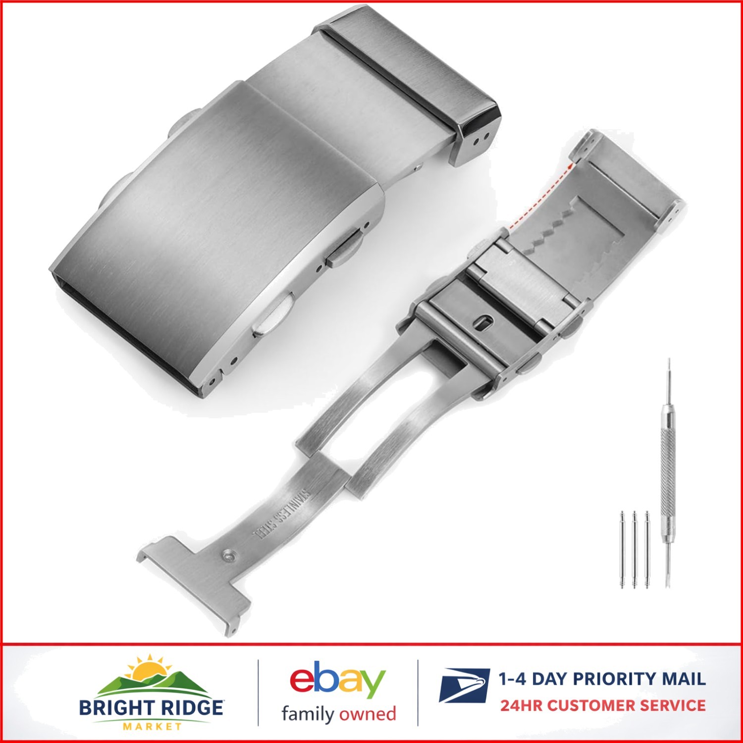 Stainless Steel Deployment Watch Clasp for 18mm, 20mm, 22mm Replacement Bands