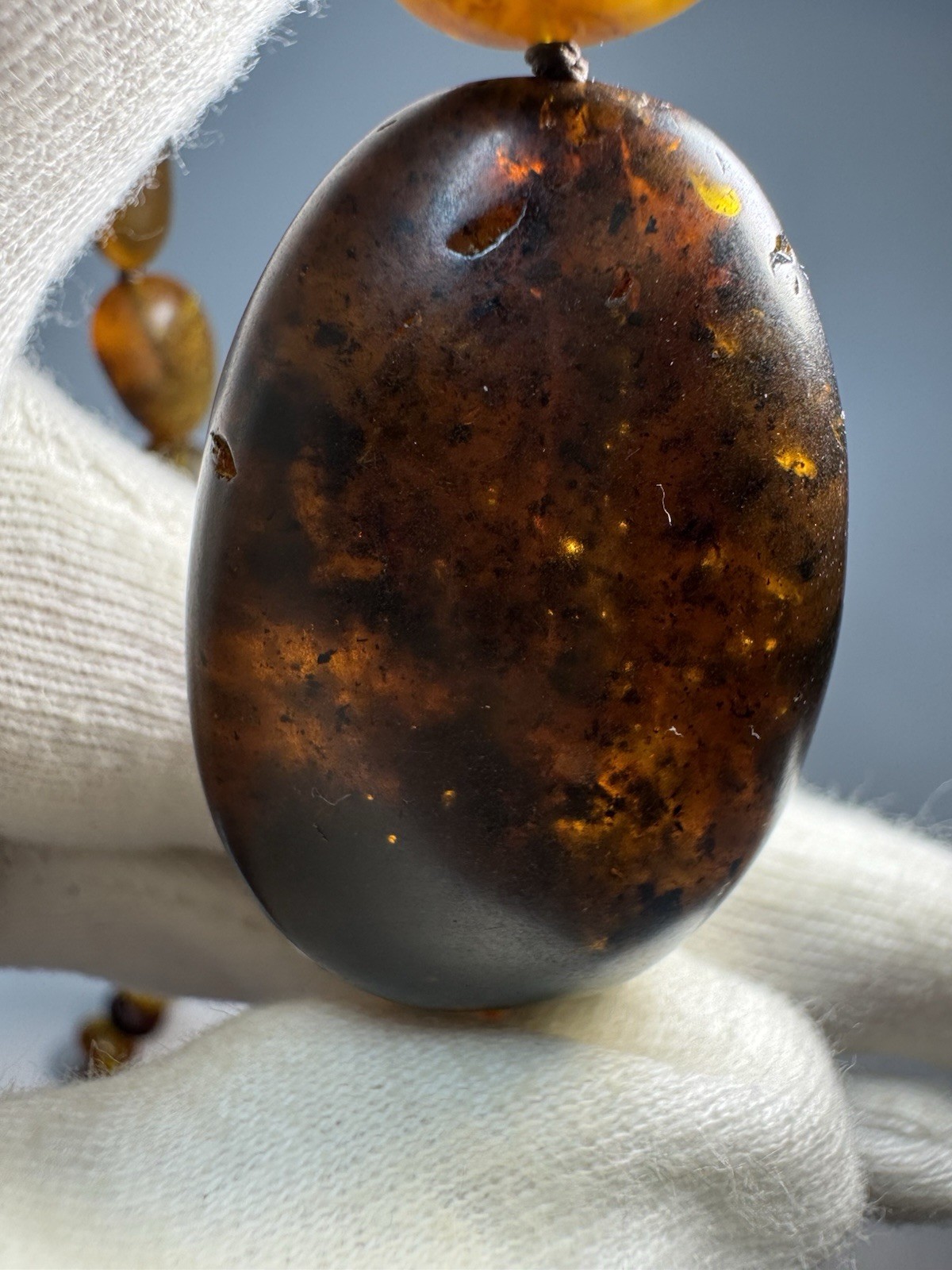 Natural Baltic Amber Statement Necklace, Dark Cognac Butterscotch 79g 80cm