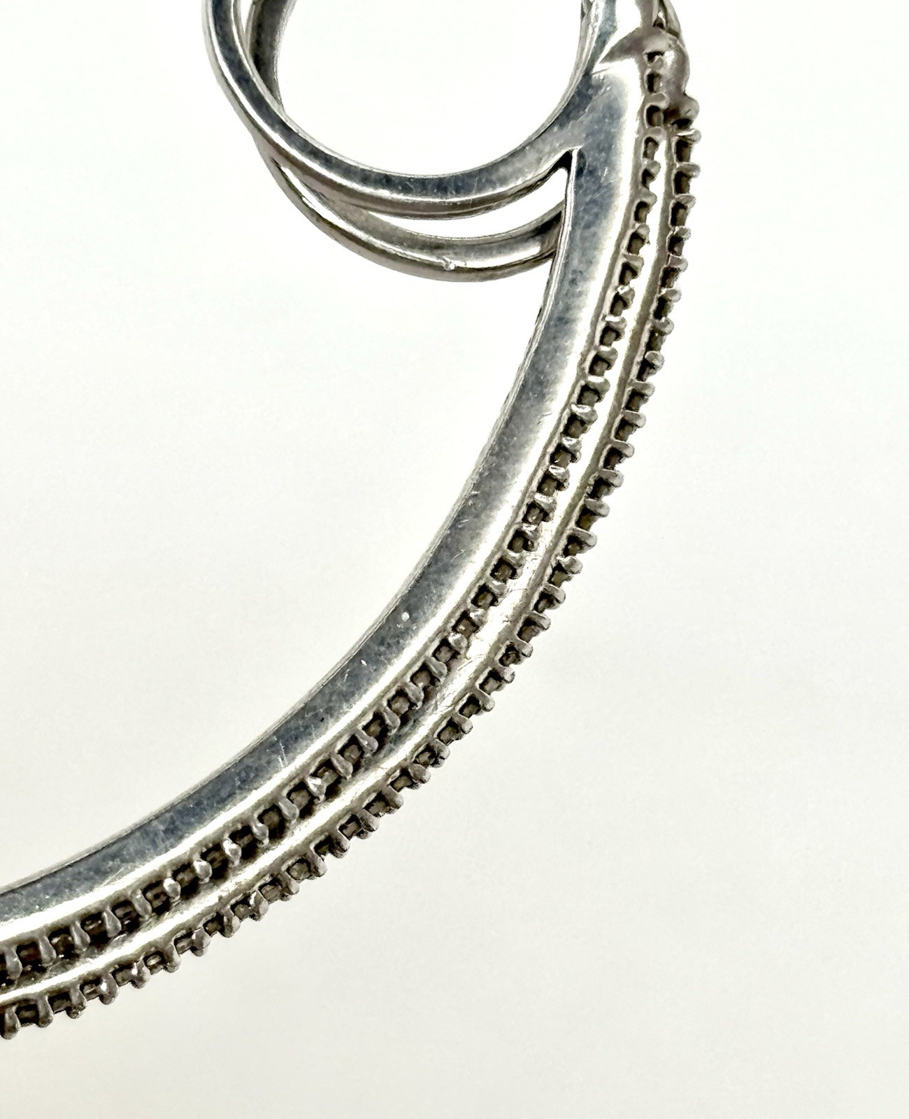 Large Sterling Silver Hoop Earrings w/ Diamond Accents Melee Zales Classic Style