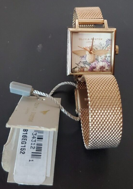 OLIVIA BURTON WATCH WITH 22.5mm WHITE FACE WITH ROSEGOLD 3D BEE W1