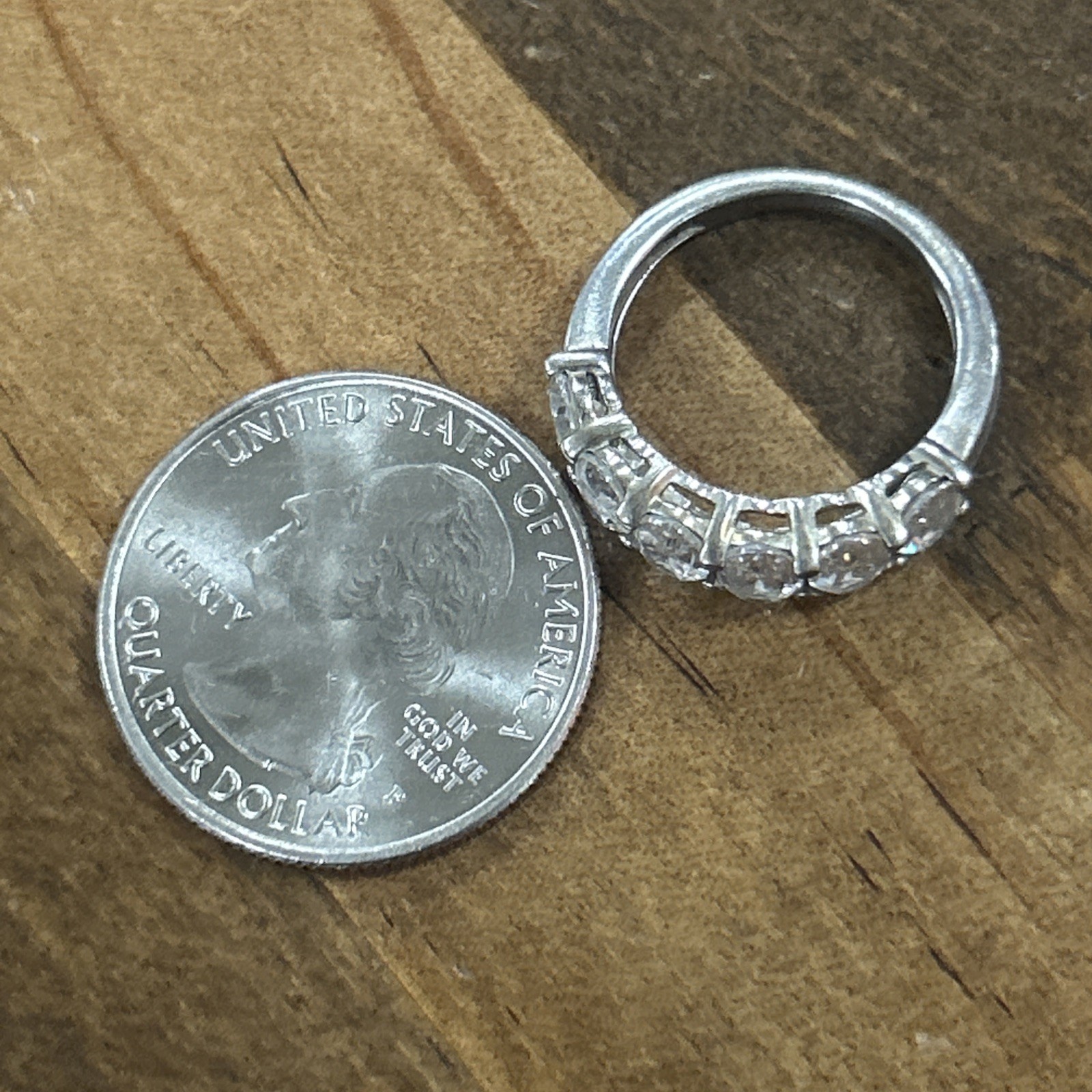Sterling Silver 6 Oval Cut White CZ Stone Ring Size 5.25 3.17 Grams