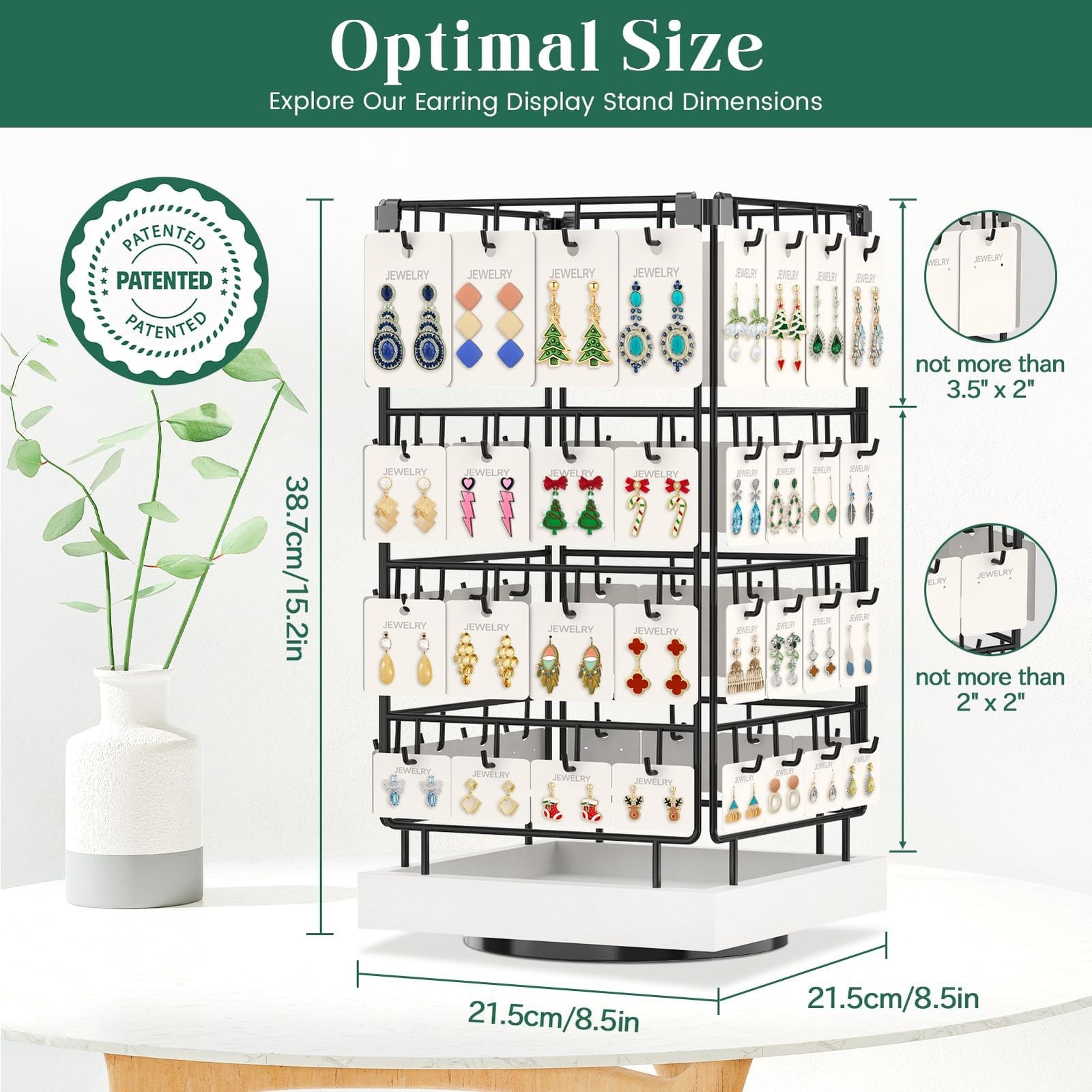 EsLuker.ly Rotating Earring Display Holder Stand for Vendors Events Selling, …