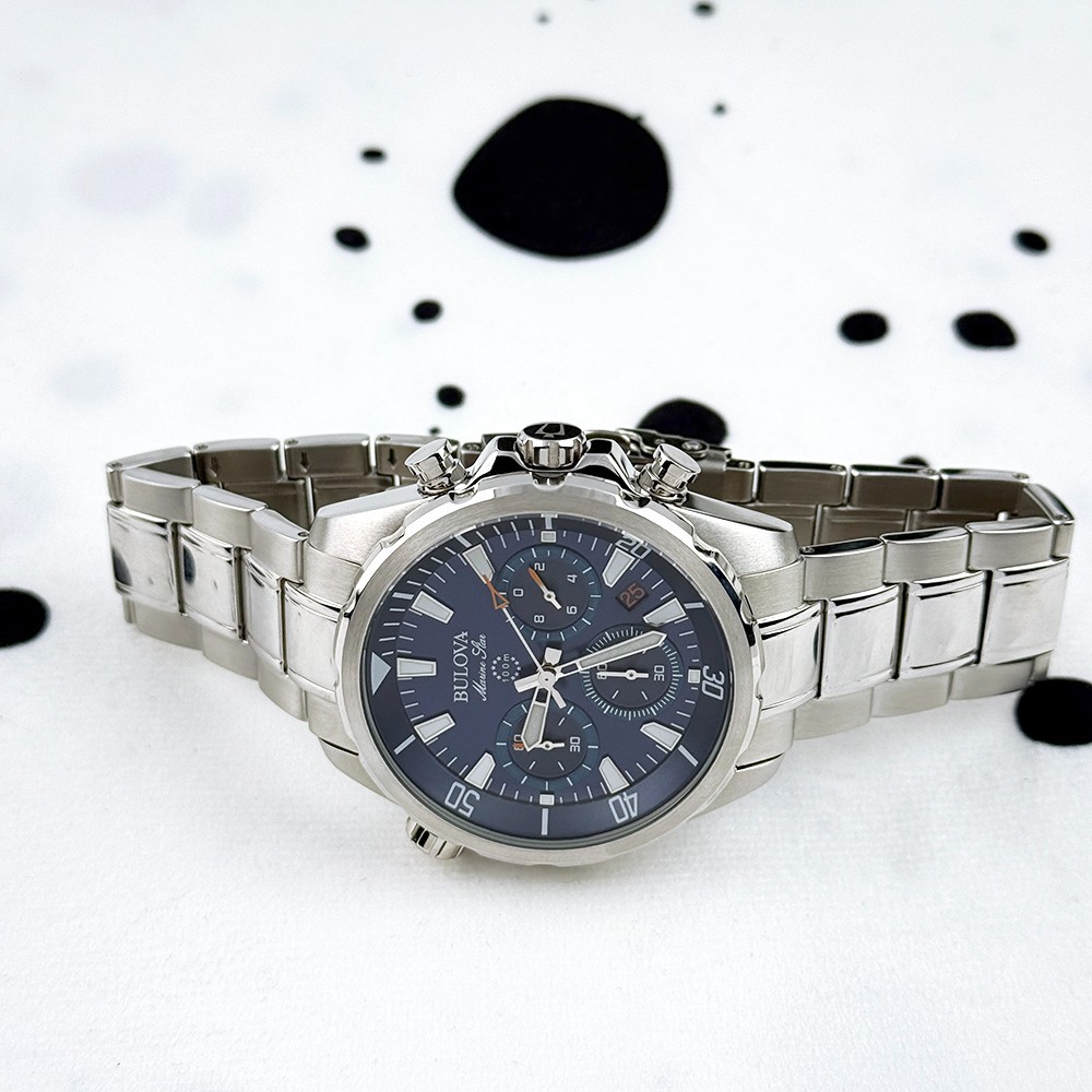 Bulova Marine Star Blue Dial Chronograph Quartz Stainless Men’s Watch 96B256