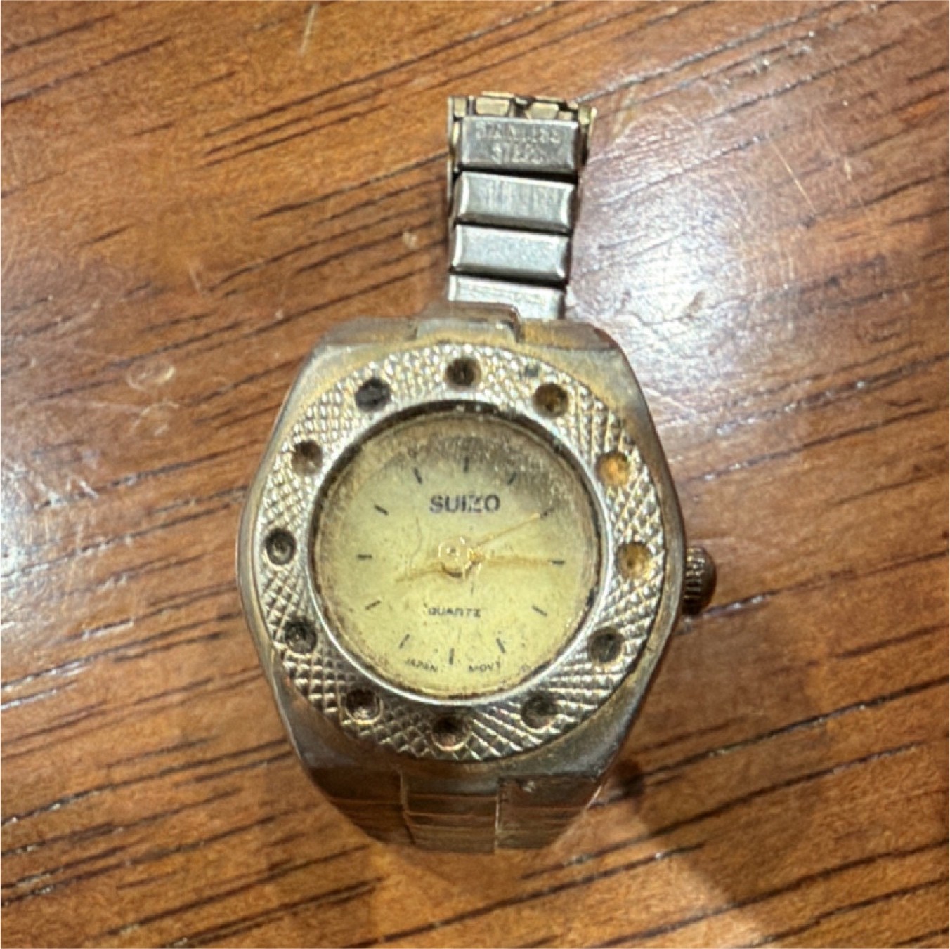 Suizo Gold Stainless Steel Quartz Wristwatch Non-Numeric Hour Marks