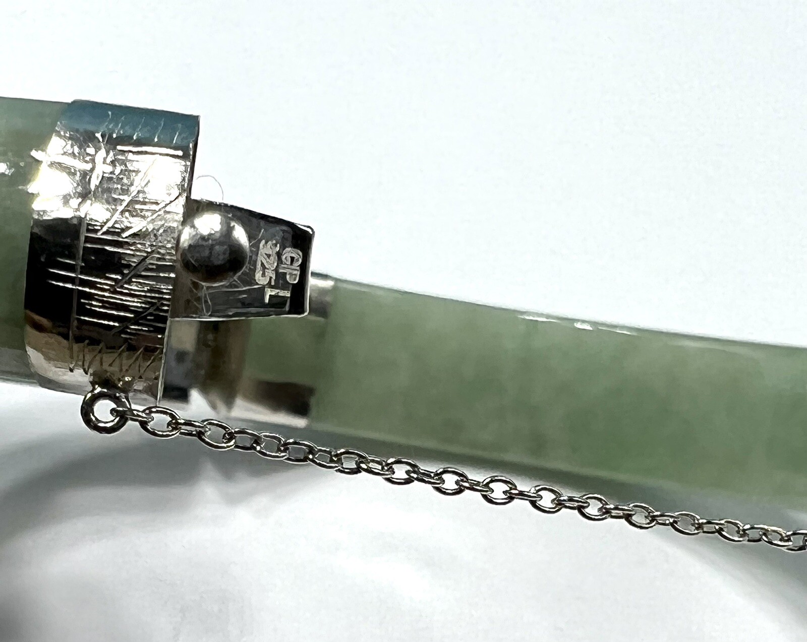 Womens Sterling Silver Bracelet, Jade Bangle. Original M.S.R.P. $450