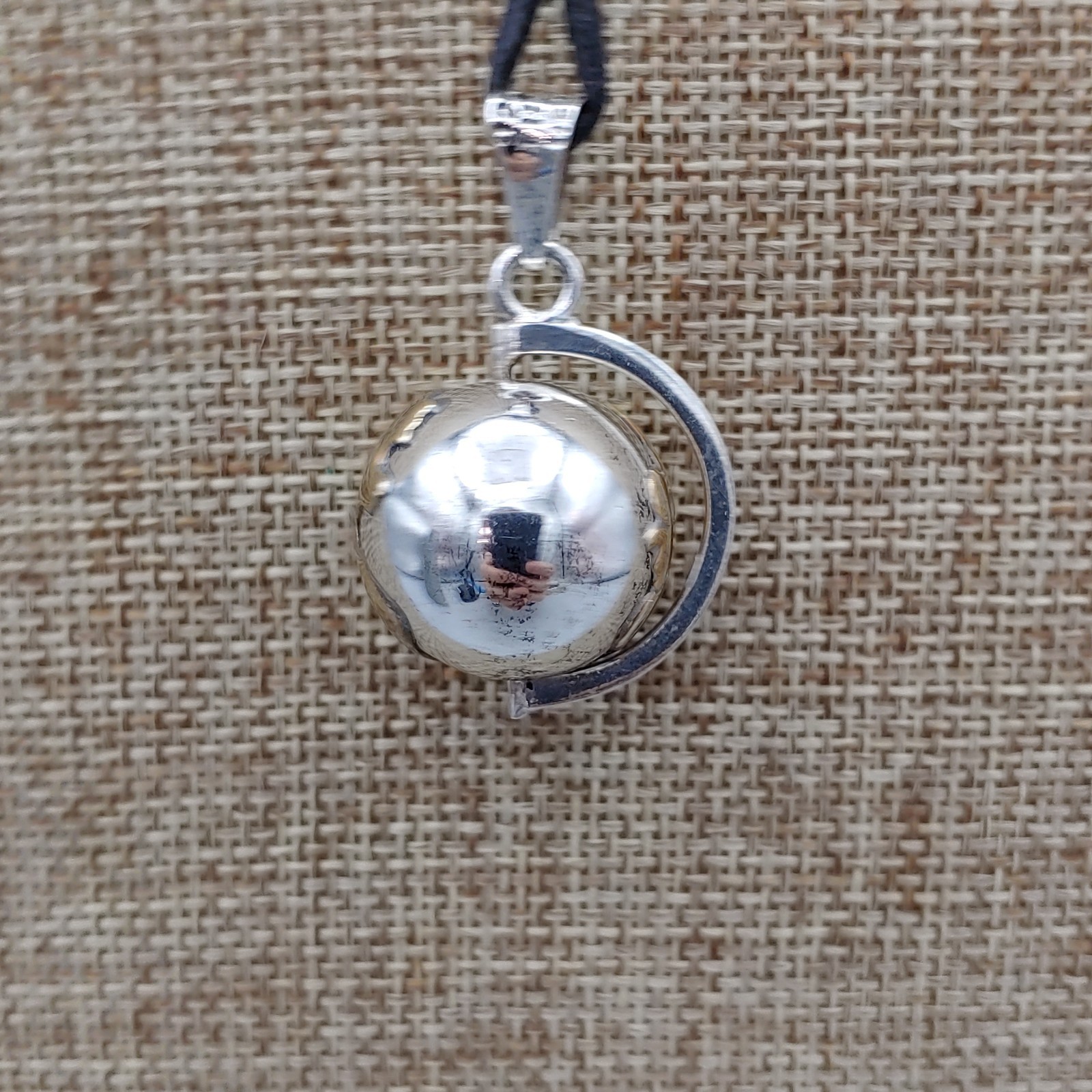 VTG Taxco TR-77 Mexico Sterling Silver .925 and Brass Earth Harmony Spin Pendant