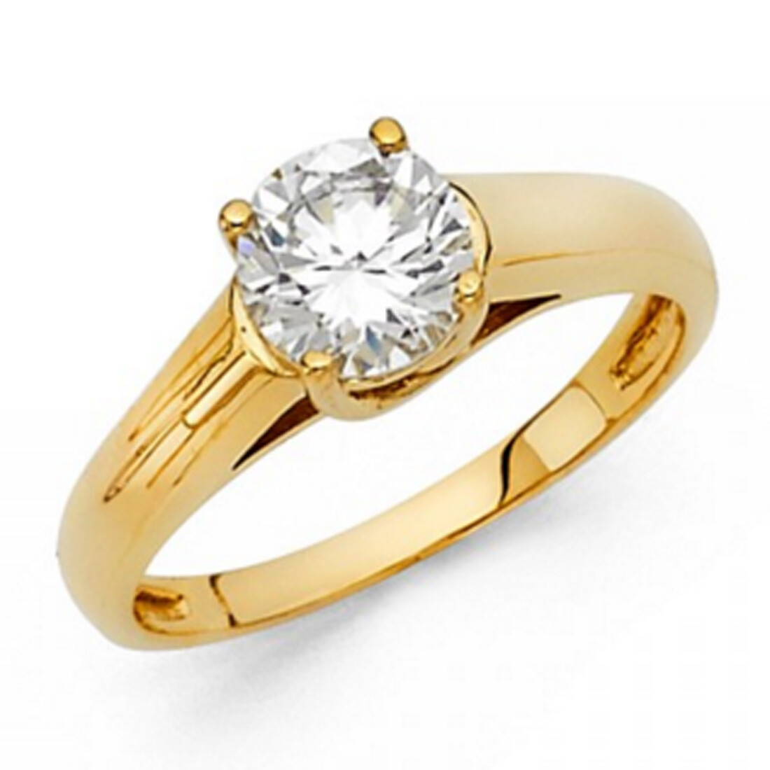 14K Solid Yellow Gold 1ct Promise Solitaire Bridal Engagement Ring Anillo de Oro