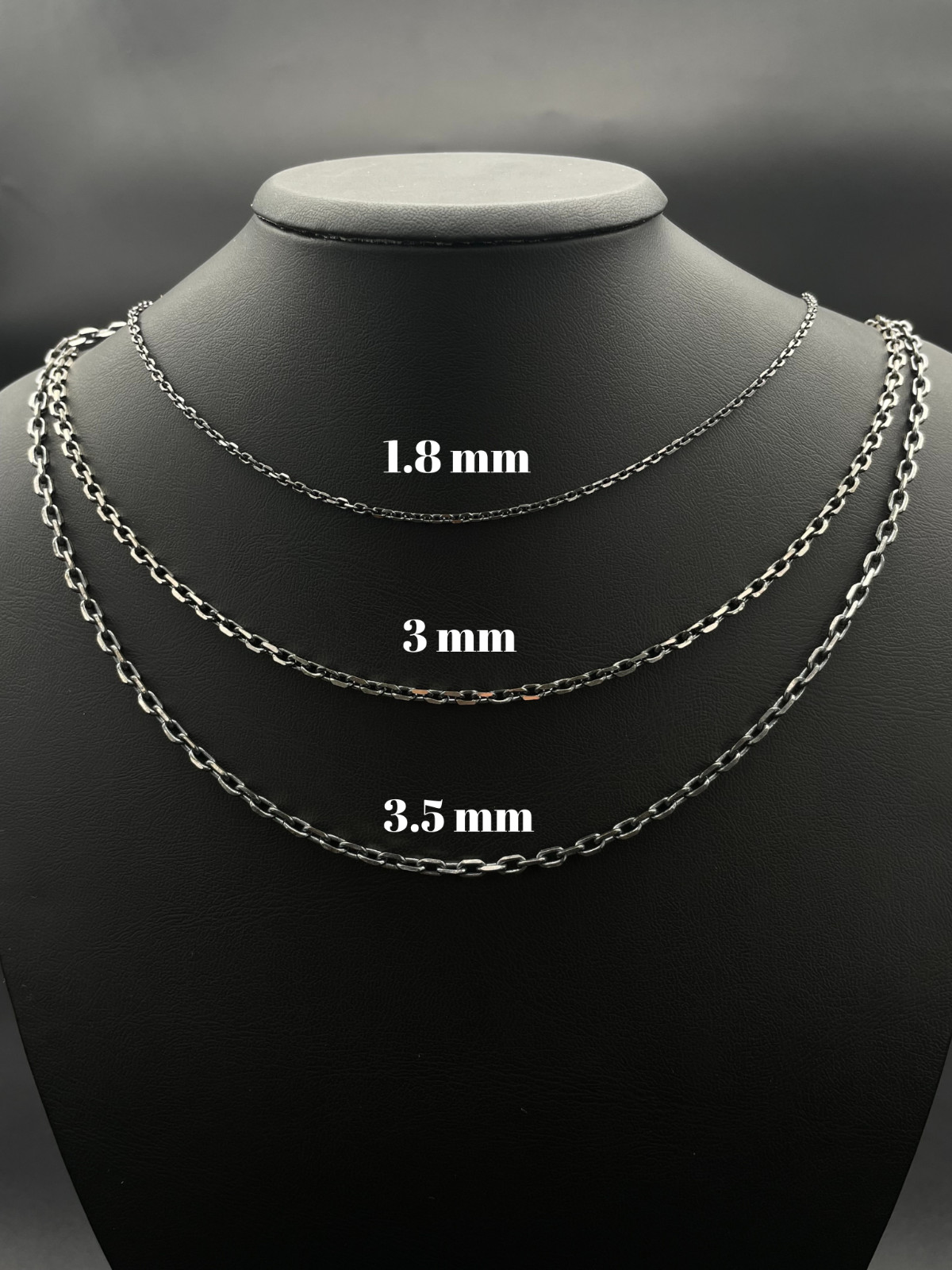 925 Sterling Silver Oxidized Anchor Cable Link Chain Necklace, Black Design Gift