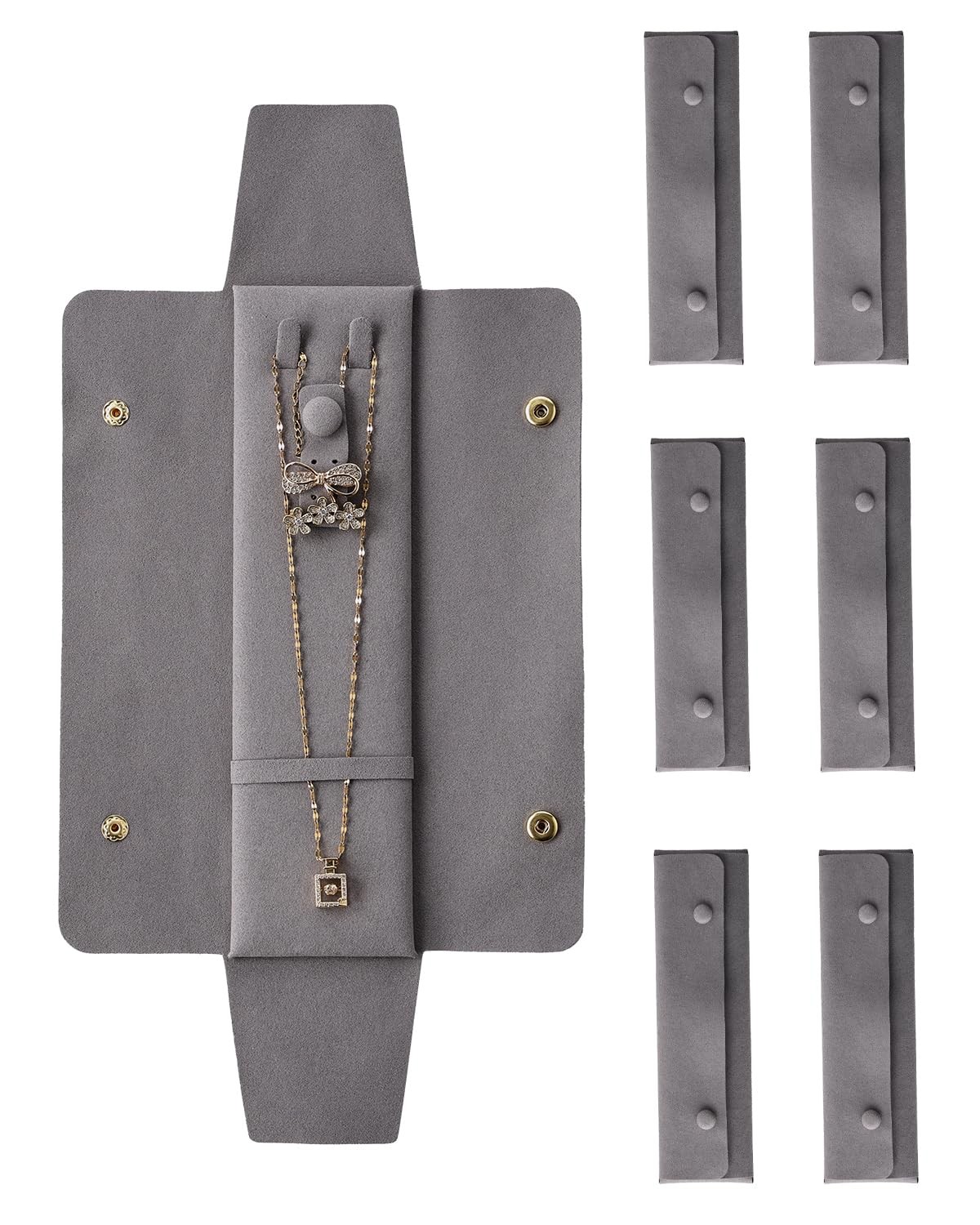 6 Pcs Velvet Travel Jewelry Roll Bag Organizer for Necklaces, Rings, Earrings…