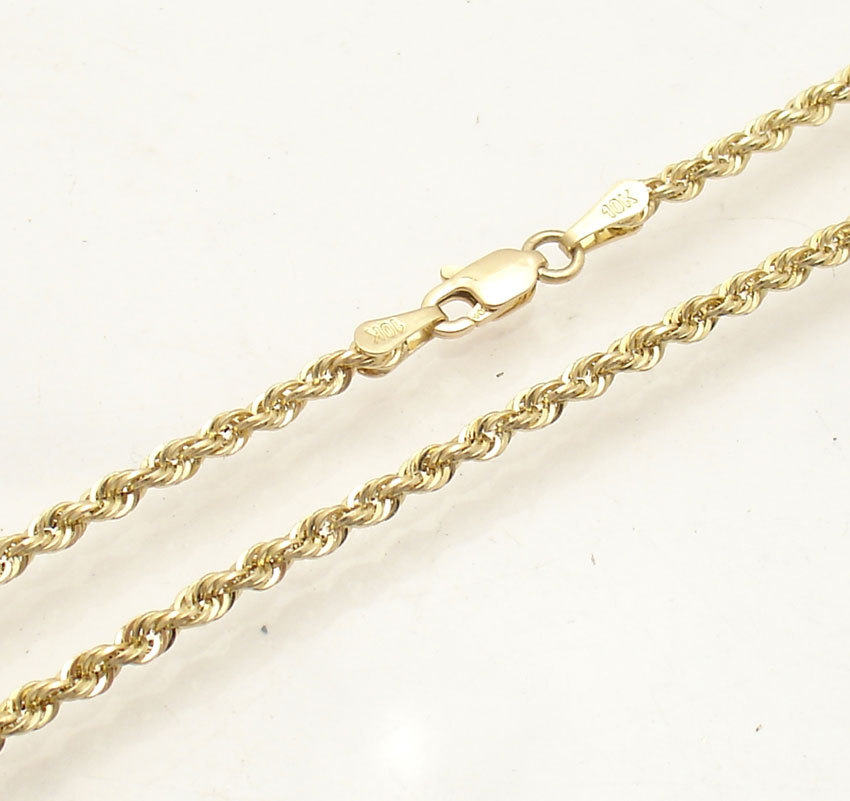 10″ 2.50mm Twisted Rope Chain Ankle Bracelet Anklet Real 10K Yellow Gold