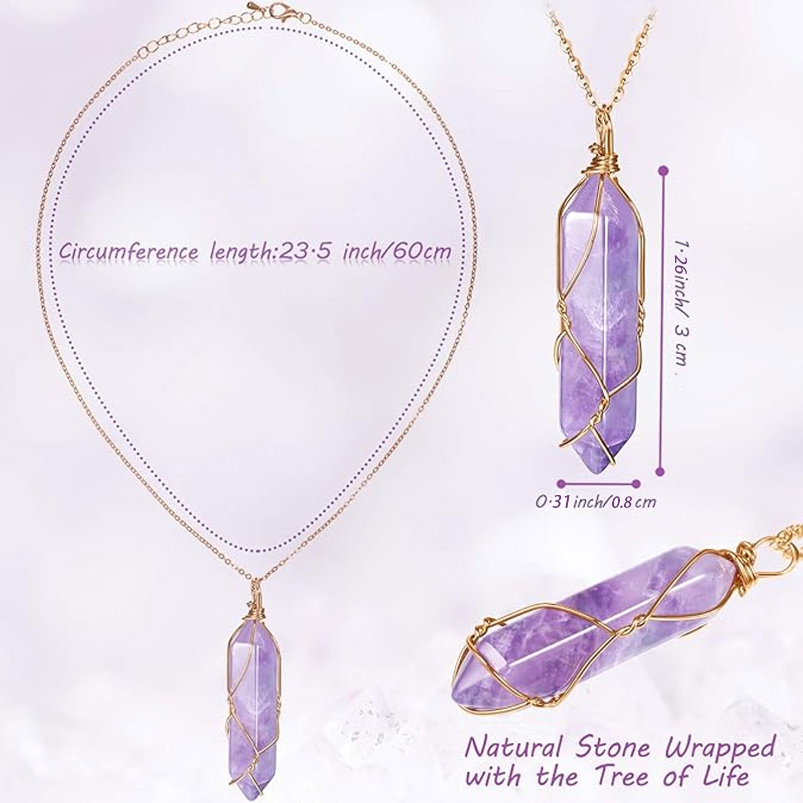 1Pc Natural Chakra Crystal Hexagonal Pendant Necklace Healing Quartz Gemstone