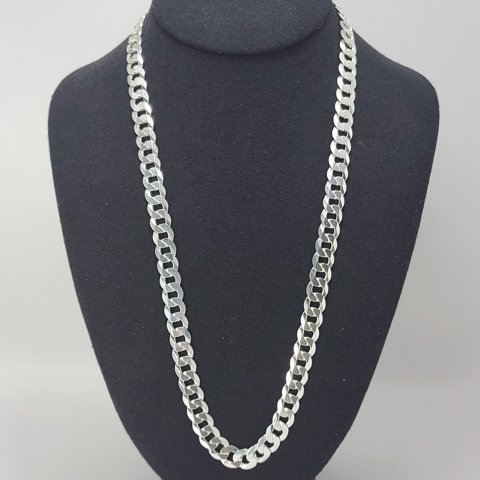 Vintage Italy Curb Link Chain Necklace GM SRA Approx 59 Grams Sterling 24″ 9mm