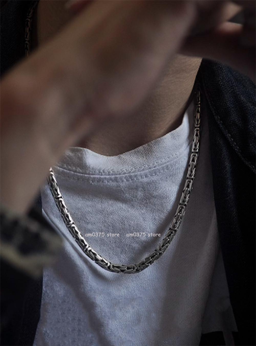 Real S925 Sterling Silver Necklace Women Man 4/5/6/7/8mm Round Byzantine Chain
