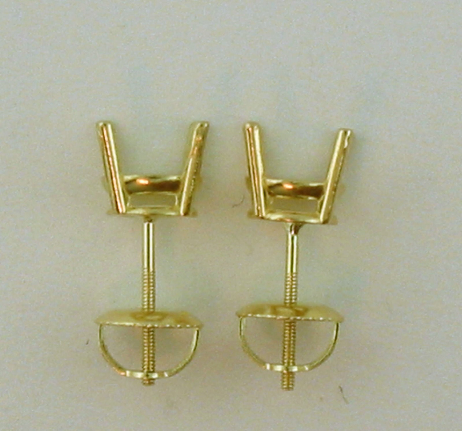 1/2Ct Each 1Ct TW Stud Earrings Mountings 14K White Yellow Or Gold Push Back