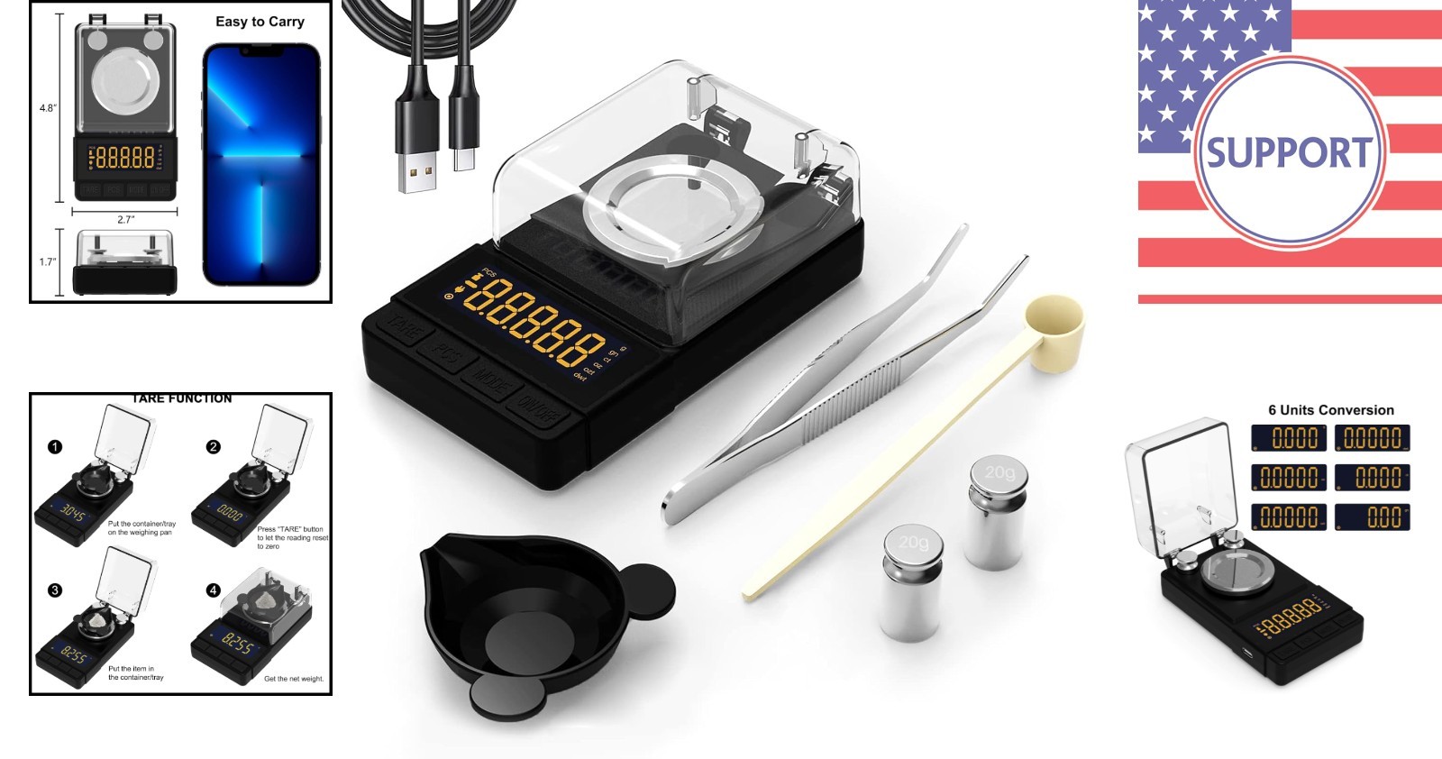 Compact Digital Scale 50g/0.001g for Jewelry and Reloading with Tare Function