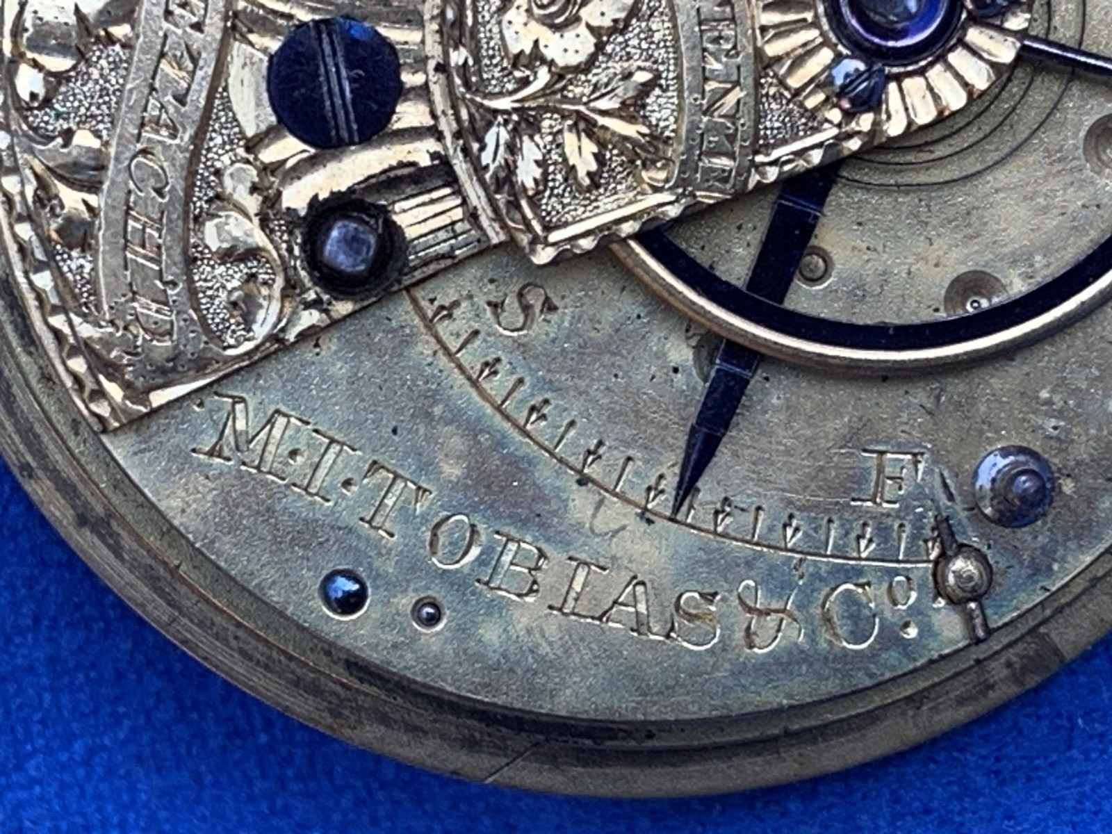 M.I. Tobias & Co Liverpool England Key Wind Fusee Pocket Watch Movement 44mm