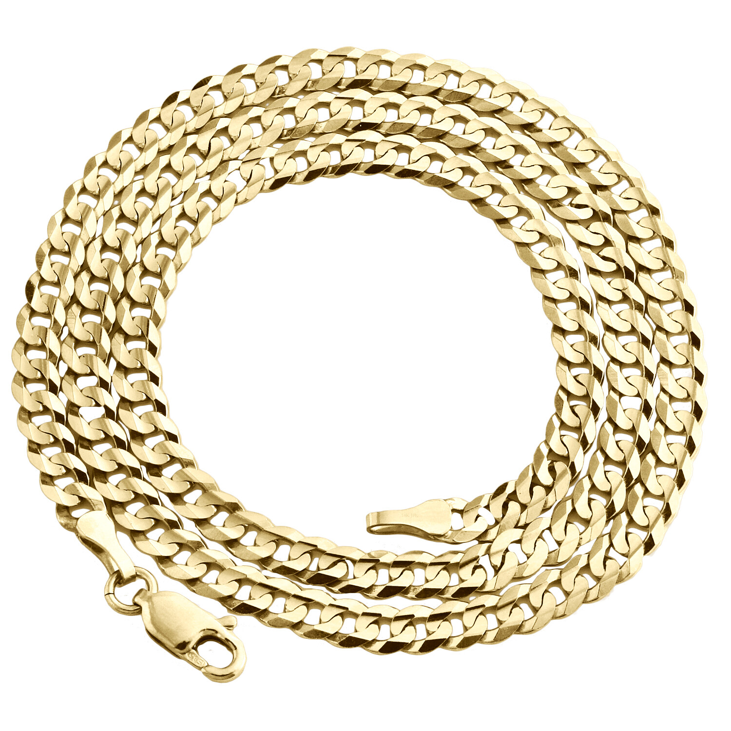 14K Yellow Gold 3.50mm Solid Plain Curb Cuban Chain Link Necklace 16 – 30 Inches