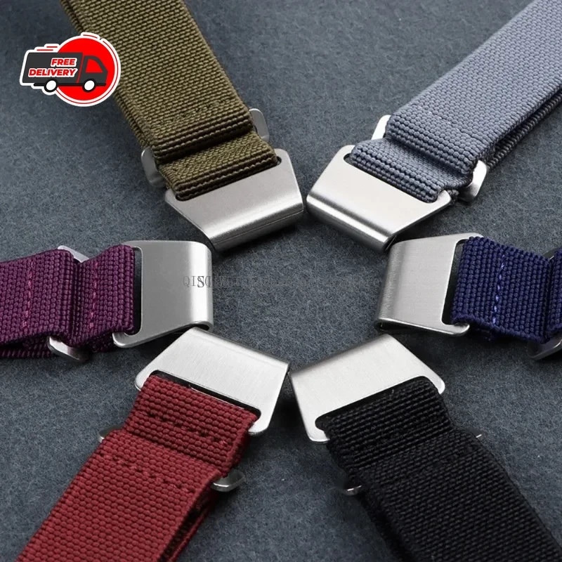 18/20/22mm Elastic Nylon Watch Band French Military Style Sport Strap Men Women