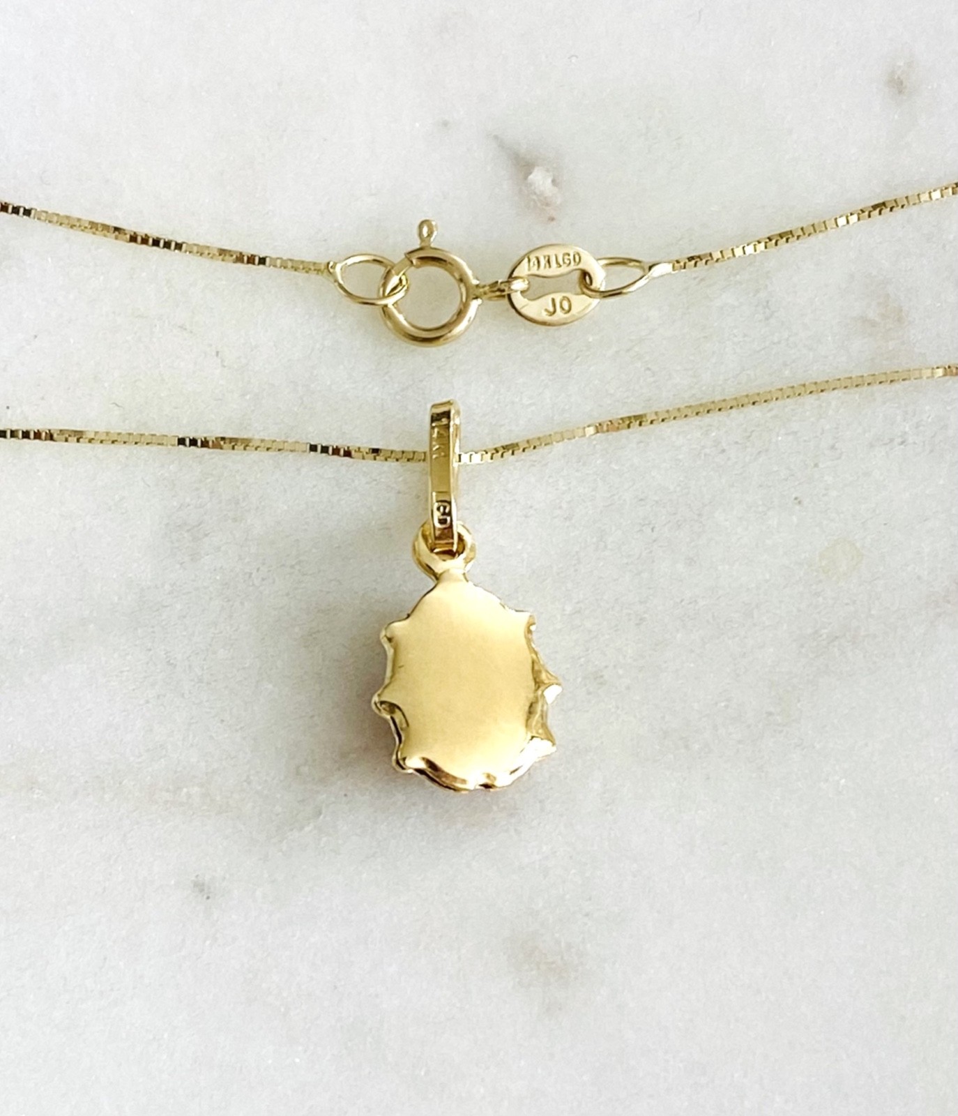 14K Solid Yellow Gold Ladybug Lucky Pendant Necklace – 0.5mm Box Chain- PT505
