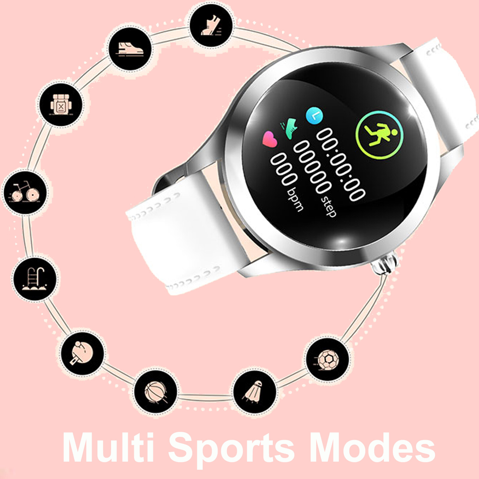 Women Smart Watch Fitness Tracker Sleep Monitor Smartwatch for Android iOS
