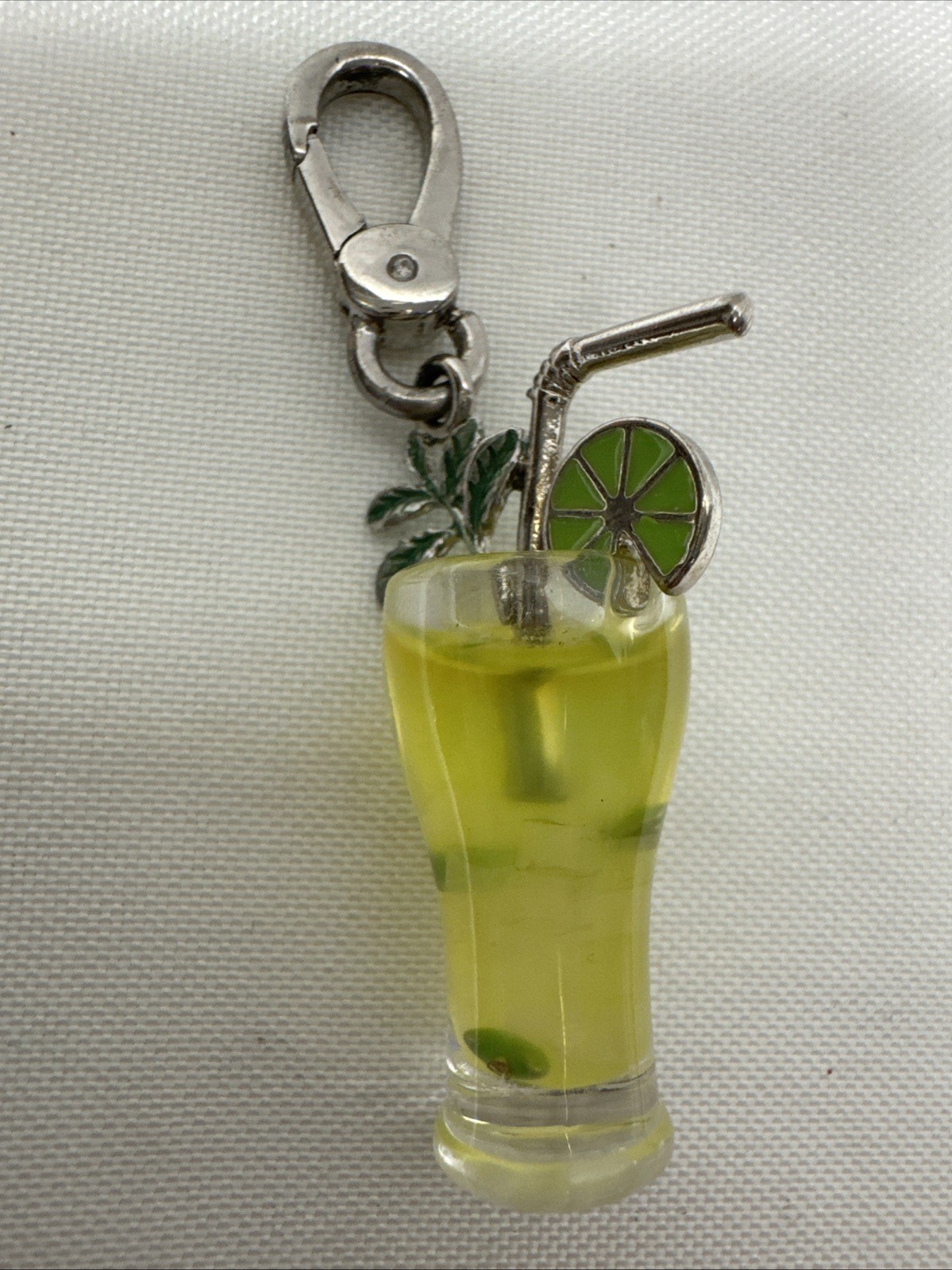 Juicy Couture Charm Lime Mojito Cocktail Glass With Straw Mint Silver Tone Clip