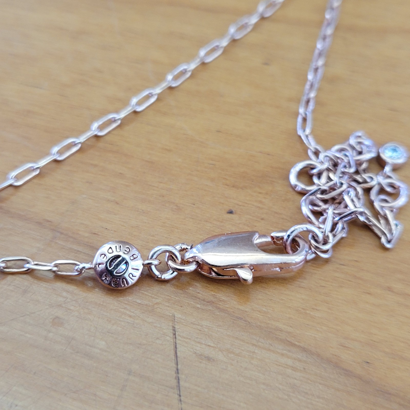 HENRI BENDEL Dream Spinning Locket Necklace Rose Gold Pave Crystal