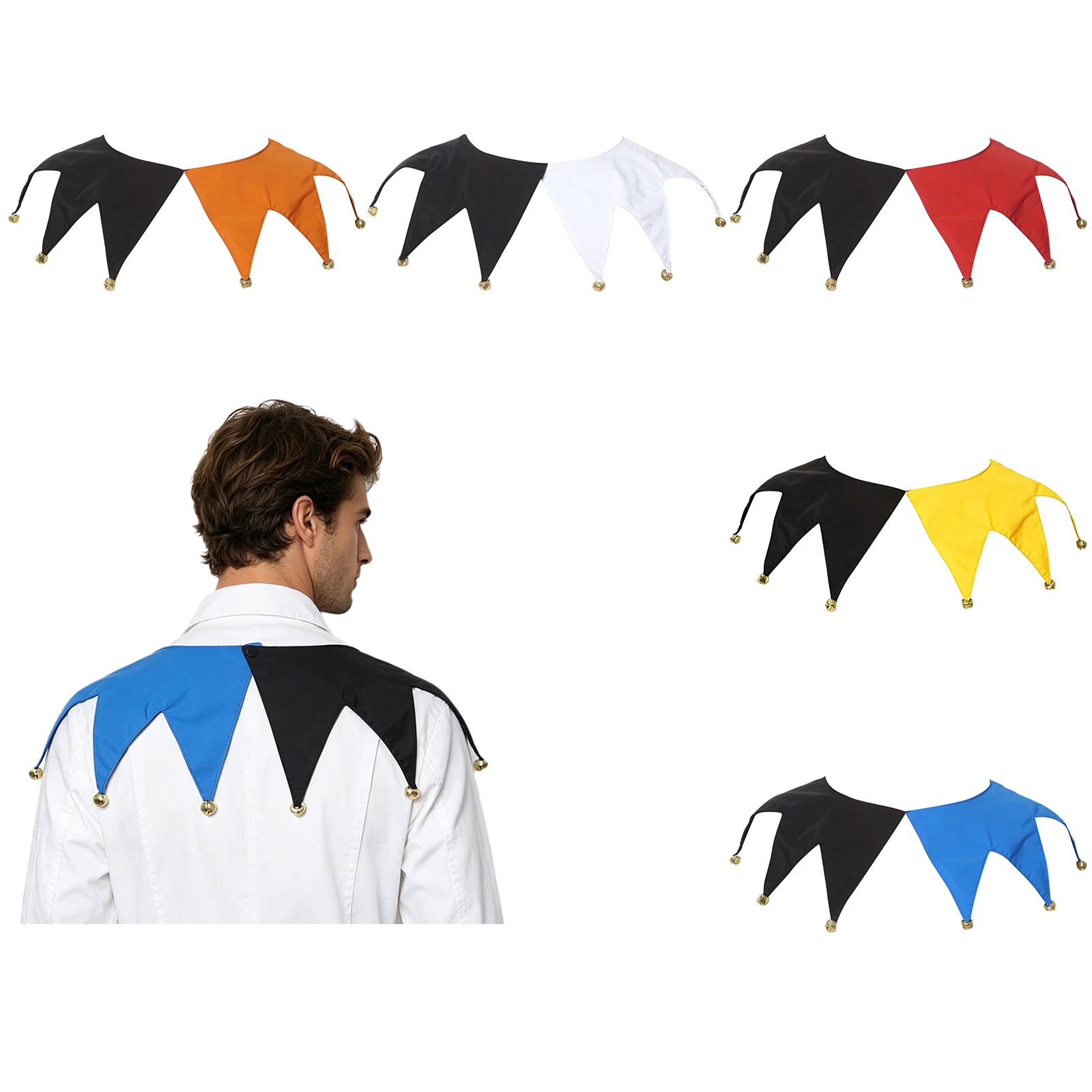 Unisex Adults Jester Collar Circus Bells Faux Collar Halloween Clown Collar