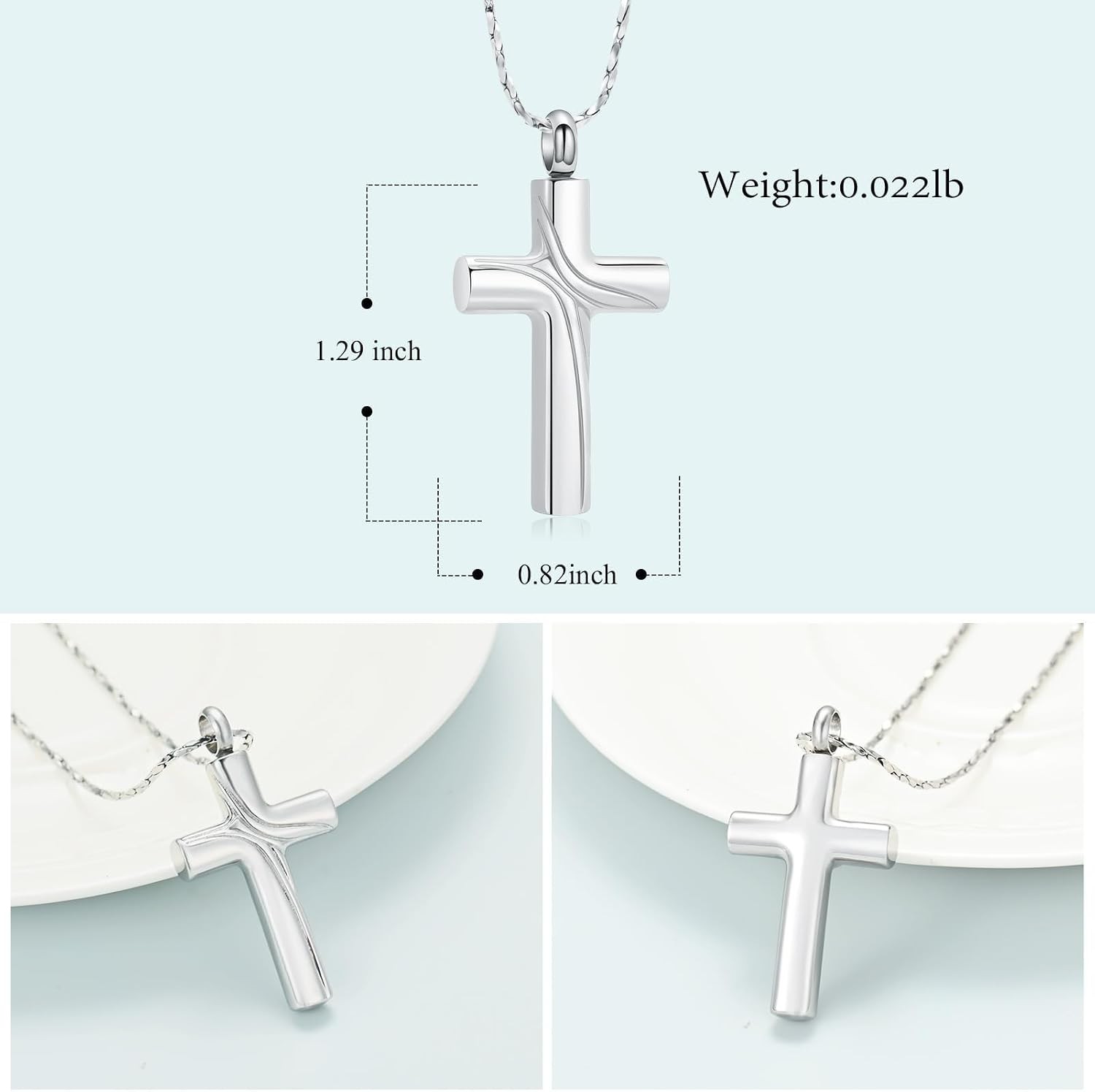 Cross Ashes Cremation Jewelry Stainless Steel Urn Ashes Necklace for Women Men