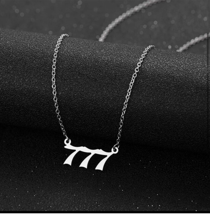 777 Angel Number Necklace Lucky 7s Silver Or Gold 18 inches Numerology Signs