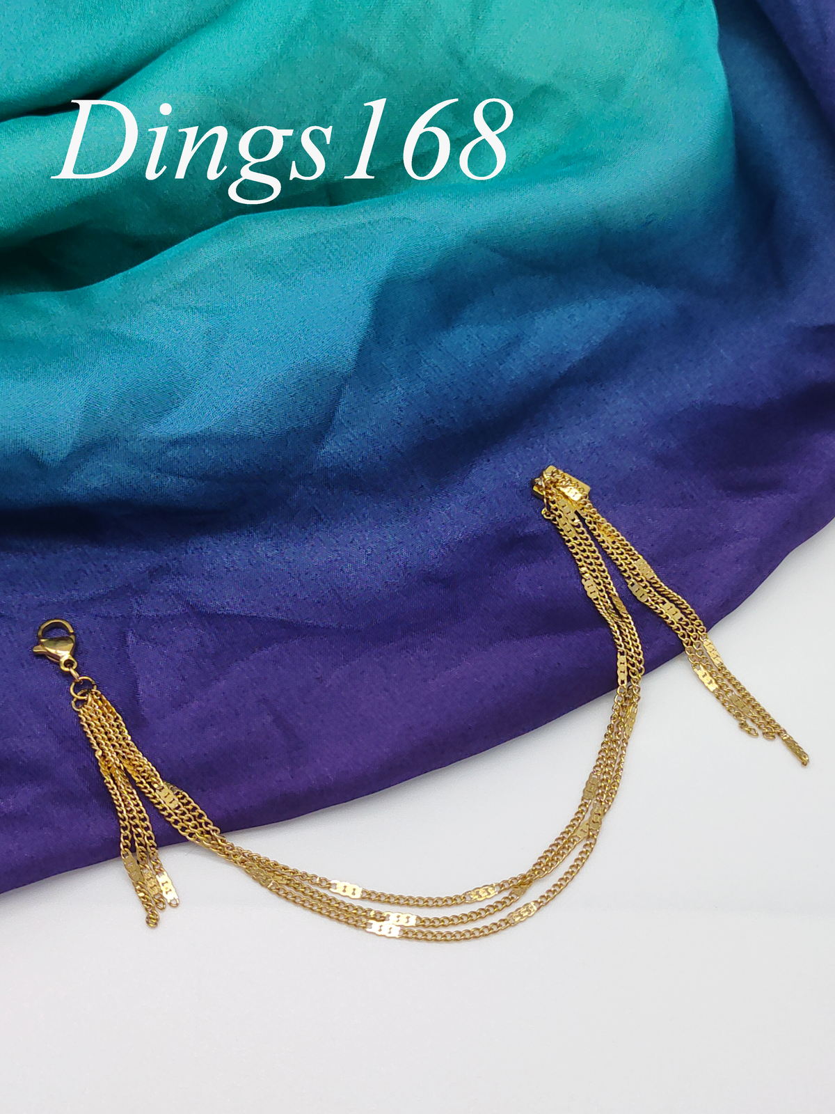 Ladies Genuine 18K Yellow Gold Filled 6.5 inch Three-Layer Fringe Chain Bracelet
