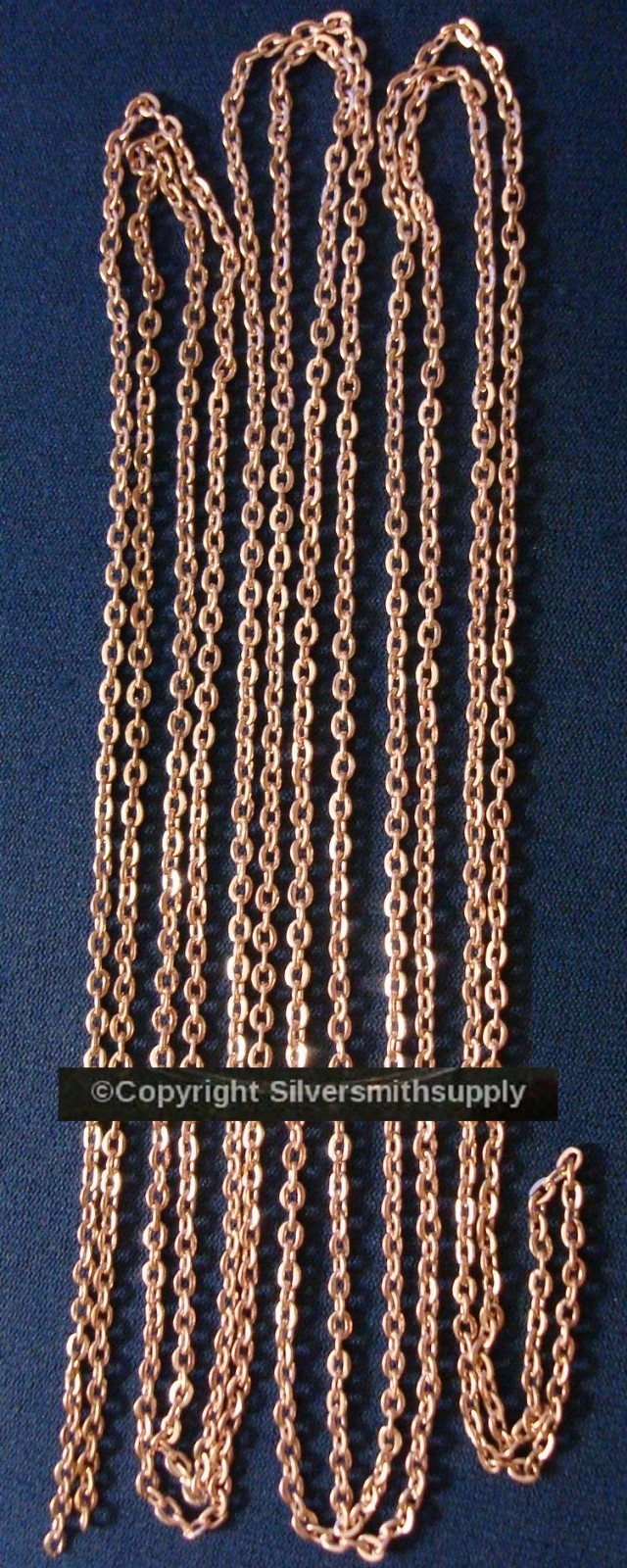 12 Ft lt rose gold plated flat cable chain 3mm x 2mm 1/8″ 13 links per in pch077