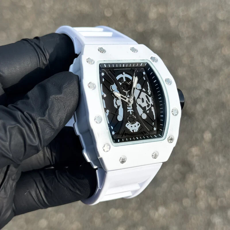 Men’s Luxury Watch Sports White Silicone Band Waterproof Fashion Hip Hop Casual