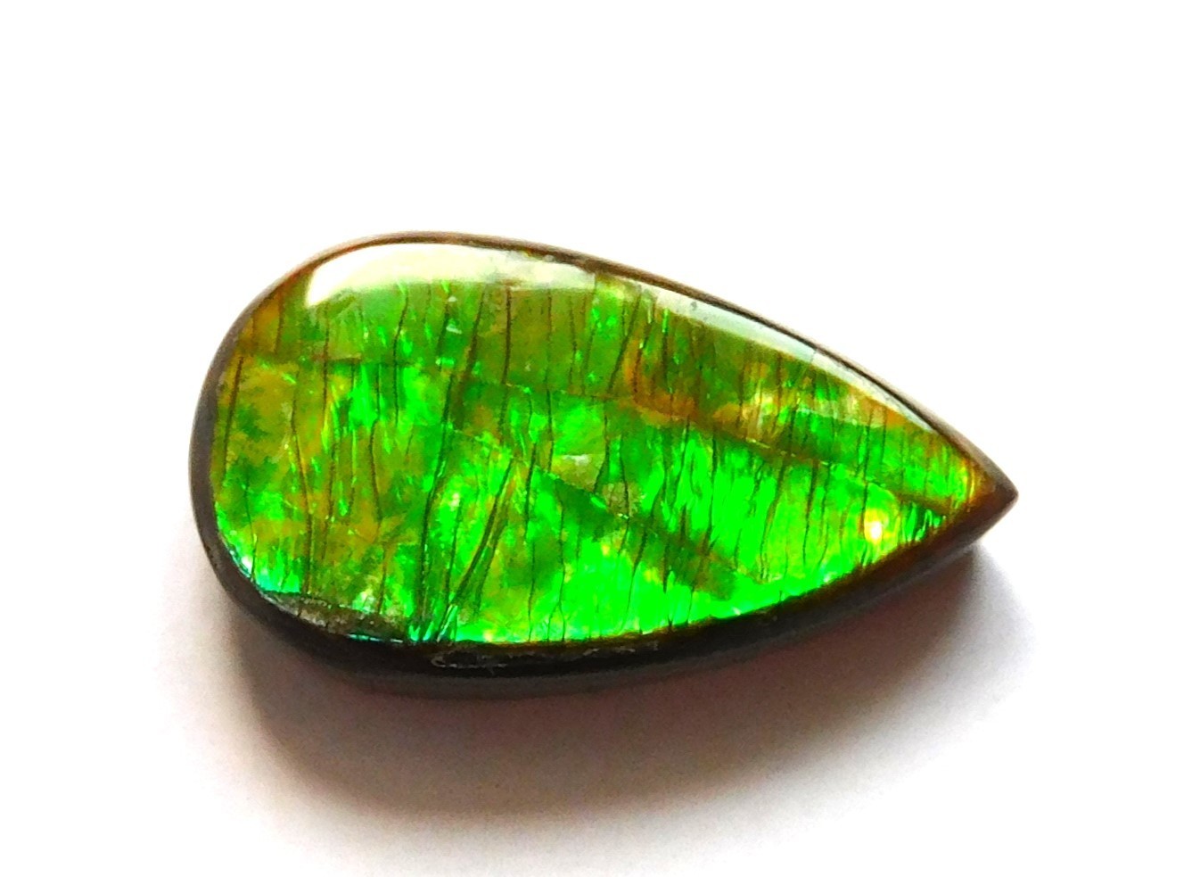 6.40 Ct Natural Canadian Ammolite Cabochon Loose Gemstone 17.2X9.9X4.4MM KJ71