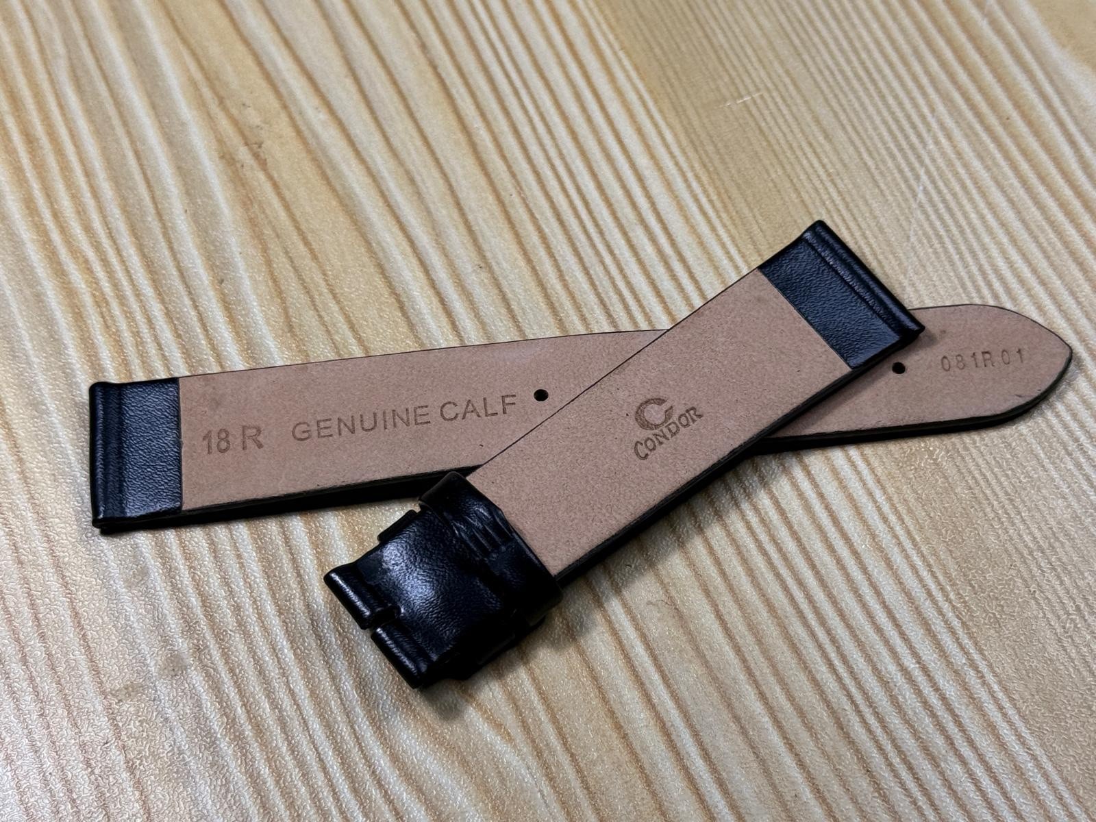 18mm Condor Genuine Calf Black soft Leather Watch Strap/Band Without Buckle