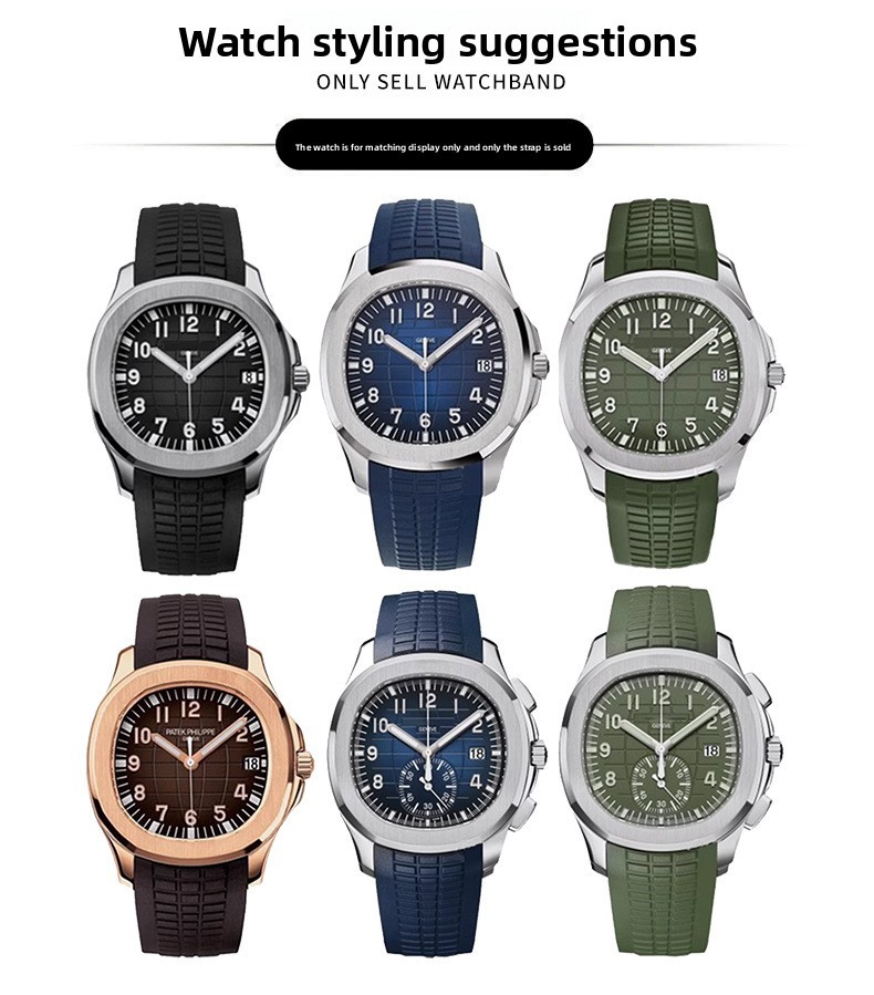 Quality Silicone Watch Band Curved Rubber Strap Mens for Patek Philippe Aquanaut