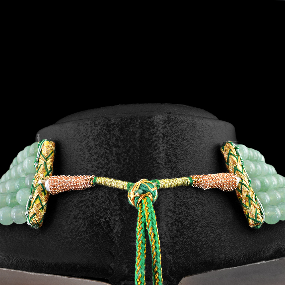 756.00 CTS NATURAL 5 STRAND GREEN AQUAMARINE ROUND SHAPE BEADS NECKLACE (DG)