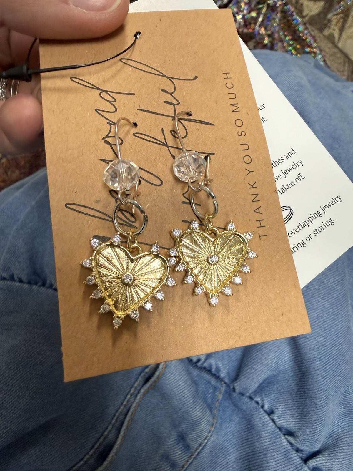 Heart Dangle Earrings Handmade NEW From Boutique