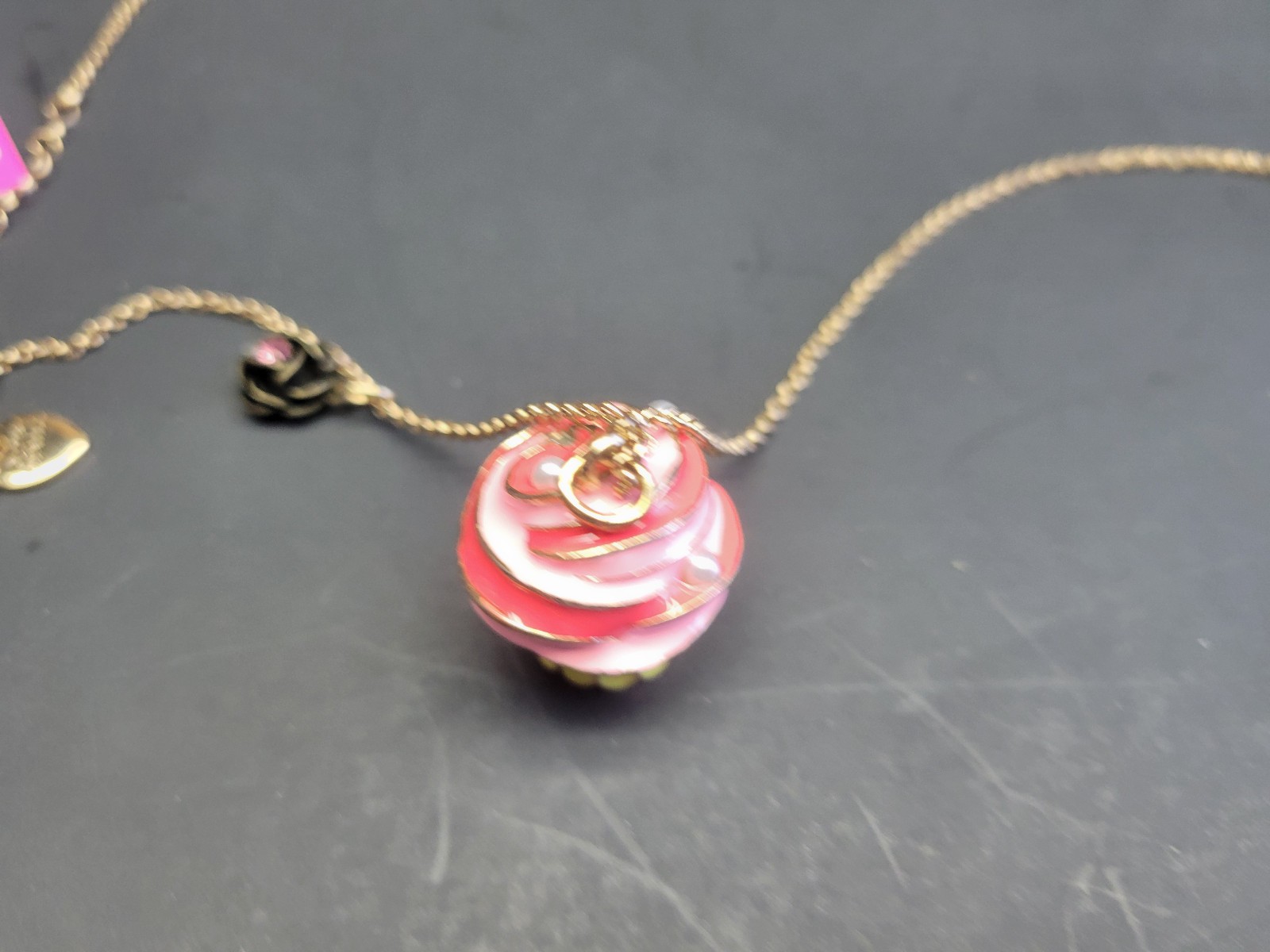 Betsey Johnson Metallic Xox Trolls Cupcake Pendant ** SEE DETAILS & PICS !! **